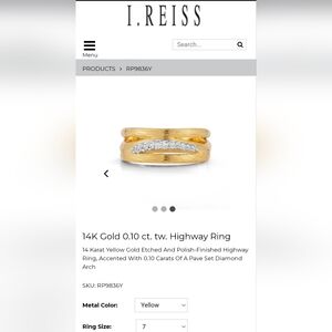 I.Reiss 14K Gold 0.10 ct. tw. Highway Ring, size 7